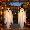 Hängender Zaubererhut Geist für Veranda Halloween Leuchtende Dekoration, Gruselig Groß auf Einem Außen Geister mit Warmen Lichtern Schwingend Hexe Vorgarten Baum
