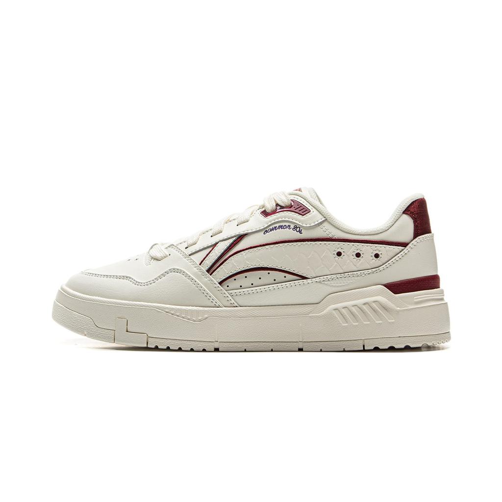 Li Ning Common 80s Slip Resistant Abrasion Resistant Low top Skateboard Shoes Women's White Red AGCV024-1