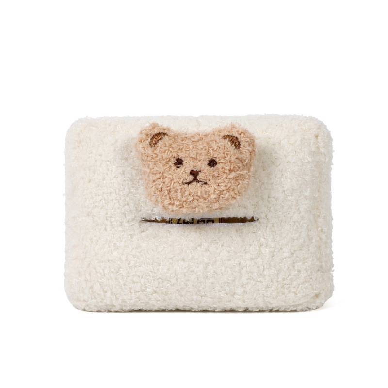 Cute Cartoon Plush Bear Car Headrest Tissue Box Case Paper Tower Holder Auto Visor Hanging Organizer Styling Car Accessories
