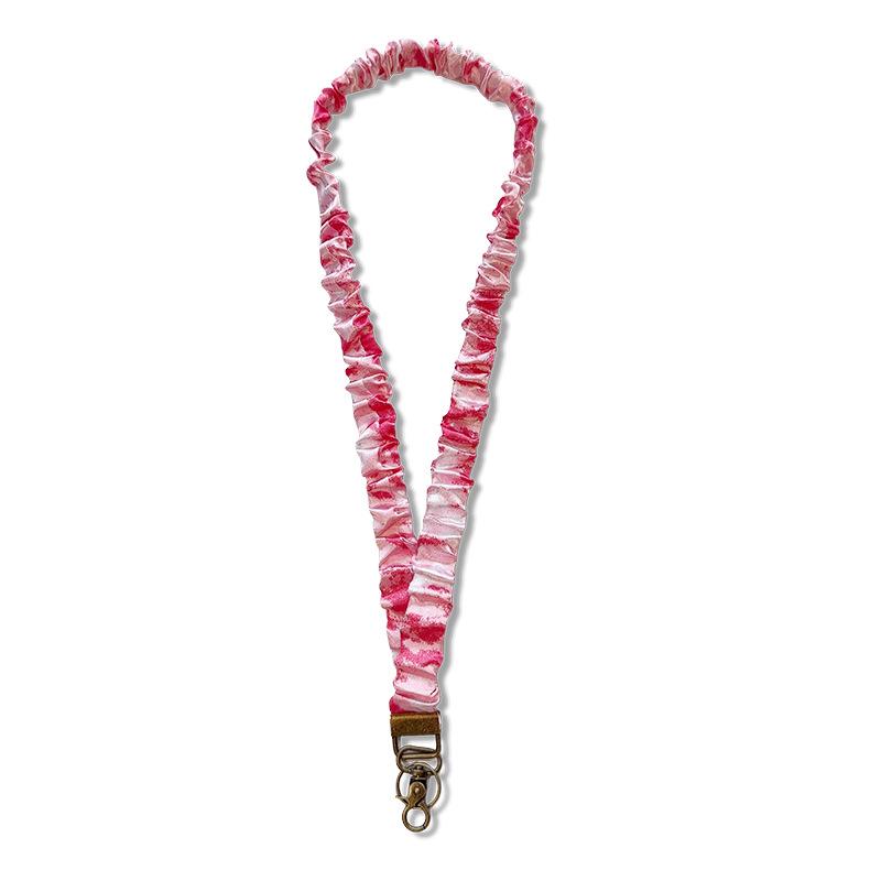 Handmade Elastic Phone Lanyard with Pleated Fabric and Neck Strap for Work ID