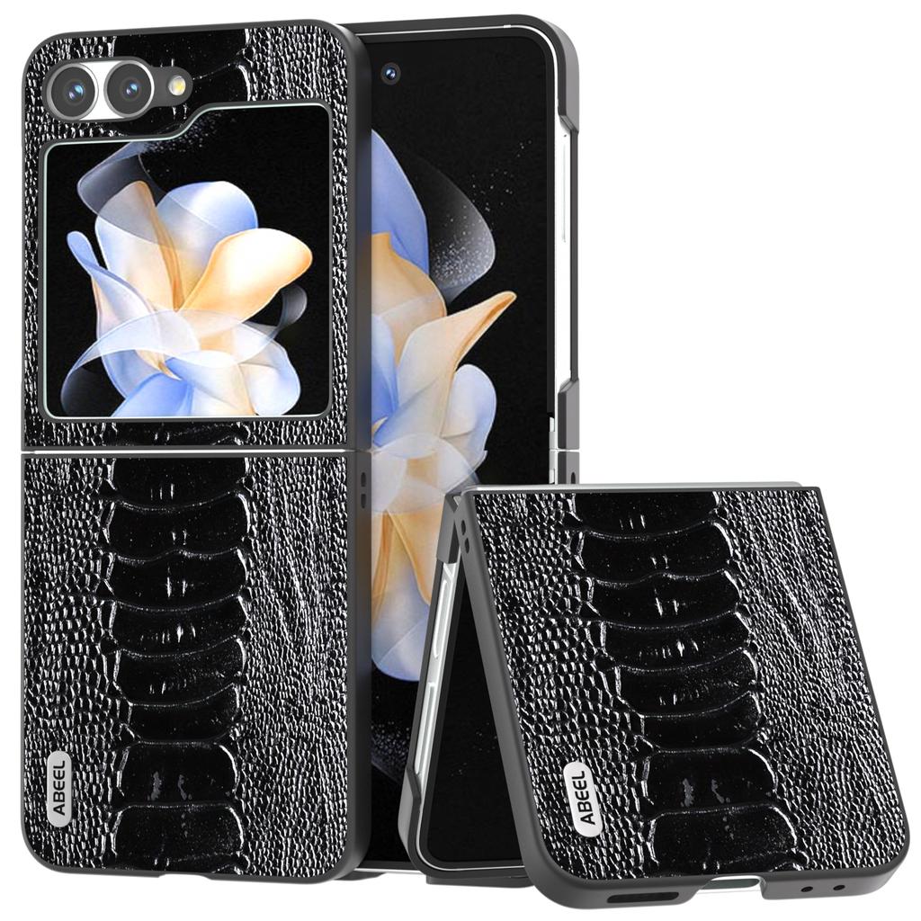 For Samsung Galaxy Z Flip7 FE 5G/Z Flip6 5G Case Crocodile Texture Genuine Cow Leather Back Phone Cover