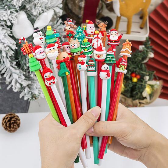 10/20Pcs Christmas Gel Ink Pens Deer Snowman Santa Claus Design Kids Gel Pens School Supplies Christmas Party Favors