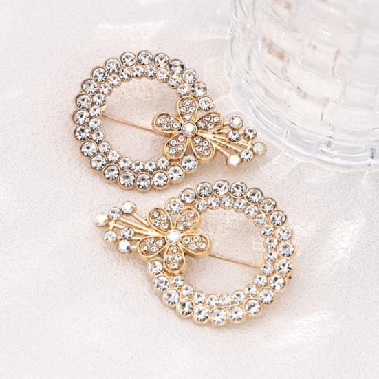 Decorative Shirts Brooch Women Hollow Rhinestone Ring Brooch, Dainty Circle Lapel Elegant Pin Pin, Sweater Cardigan Coat Dress Jewelry Accessories