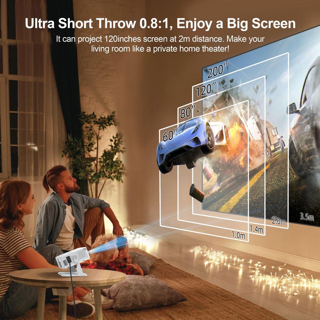 4K Ultra HD Smart Projector for Home & Business: Direct Phone Connection & Day Use