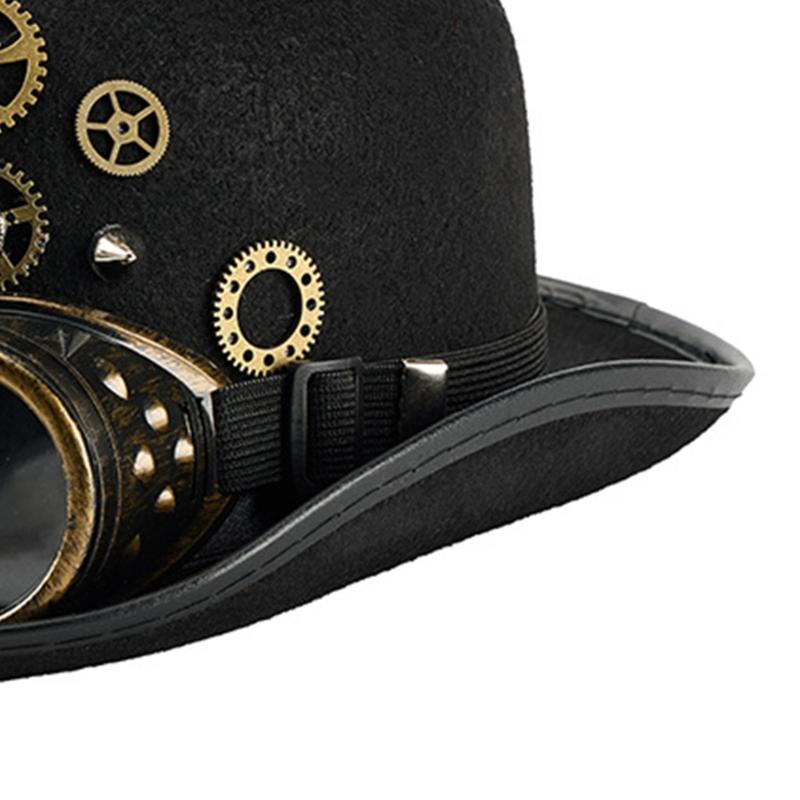 Steampunk Styles Oval Top Hat With Removable Goggles And Compasses Halloween Costume Accessory for Women and Men