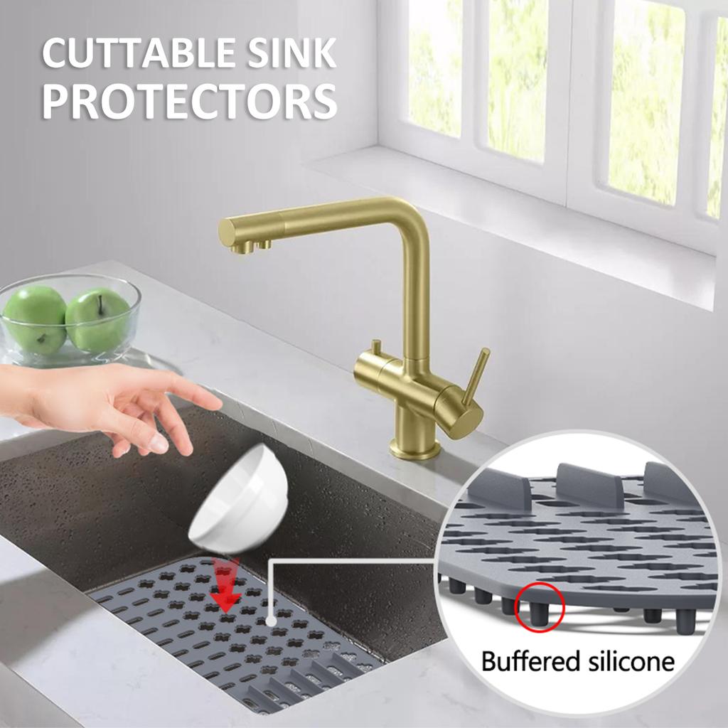 Silicone Sink Protector Heat-Resistant Anti-Slip Sink Liner Mat Portable Reusable Protector Mat for Kitchen Rectangle Sink