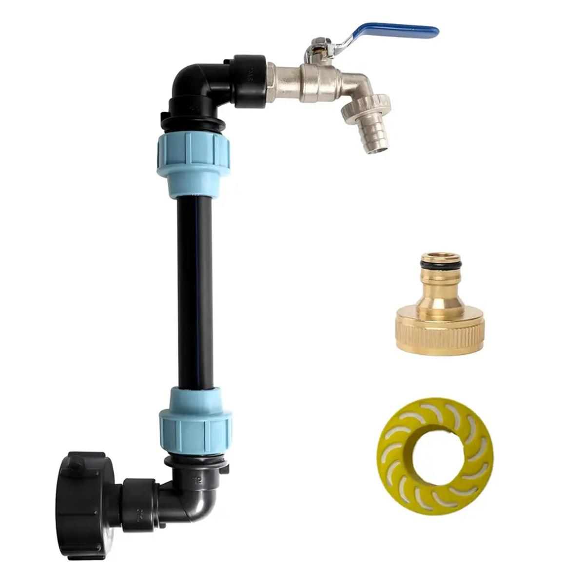 

1 Set IBC Ton Barrel Connector with Brass Tap 3/4 Thread S60*6 Female Thread Faucet Kit for Water Tank Aquarium Garden Barrel