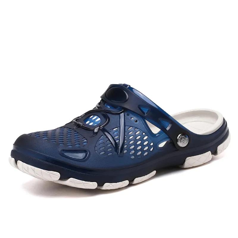 Sandalen und Hausschuhe Baotou Hollow Jelly Schuhe Rutschfeste Atmungsaktive Große Größe Herren Strand