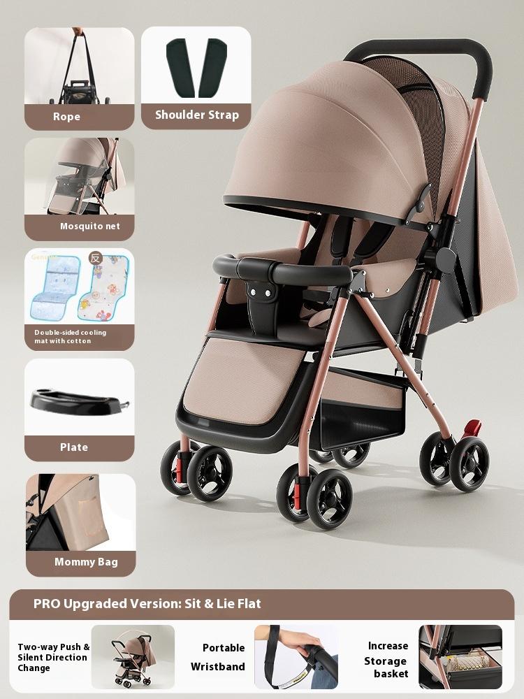 Stroller stroller can sit and lie down 0 to 3 years old, lightweight and foldable one-click collection, children's four-wheel baby walker stroller