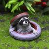 Cartoon Manhole Cover Raccoons Figurine Ornament Realistic Resins Animal Figure for Desk Shelf or Outdoor Garden Decors