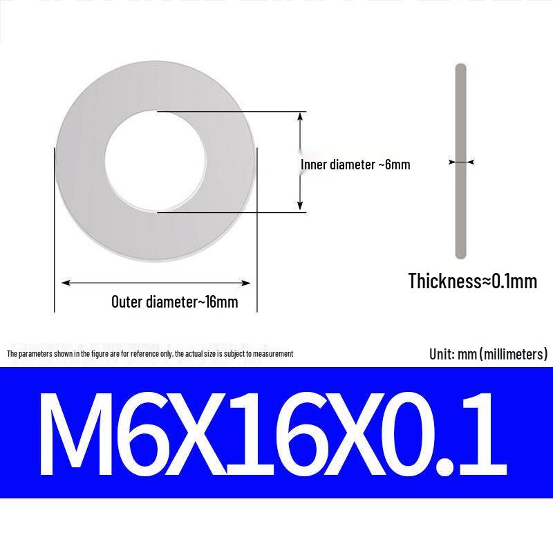 304 Stainless Steel Ultra-Thin Flat Washer, Thickness: 0.1/0.2/0.3/0.4/0.5 Mm, Sizes M1-M8