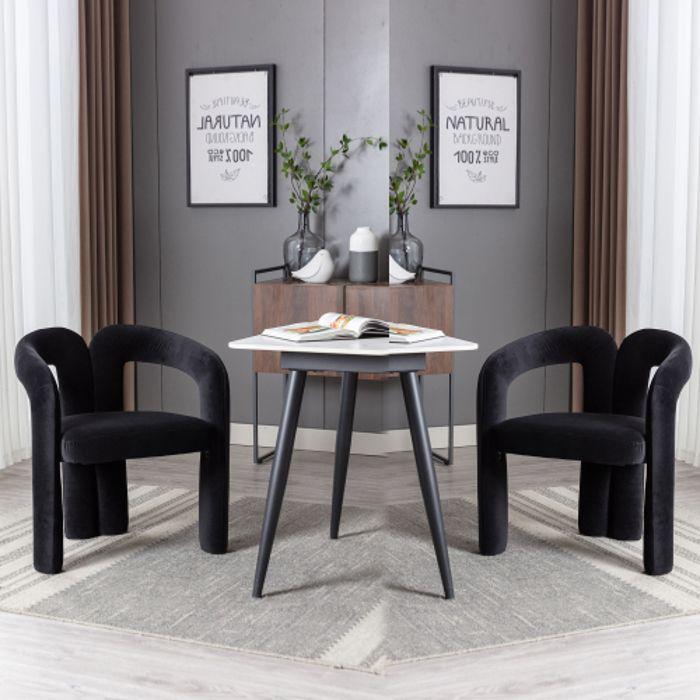 Chaise de salle à manger en velours (2 pièces),Chaise d'appoint tapissée,Chaise de salle à manger,Fauteuil,Chaise de loisirs,noir