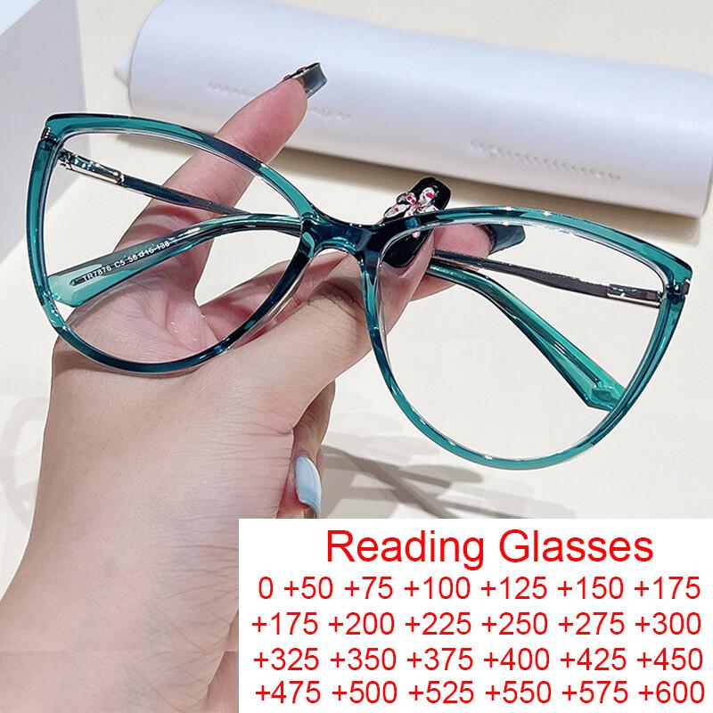 Transparent Cat Eye Reading Glasses Women Luxury Brand TR90 Ultralight Presbyopia Eyewear Fashion Optical Frames
