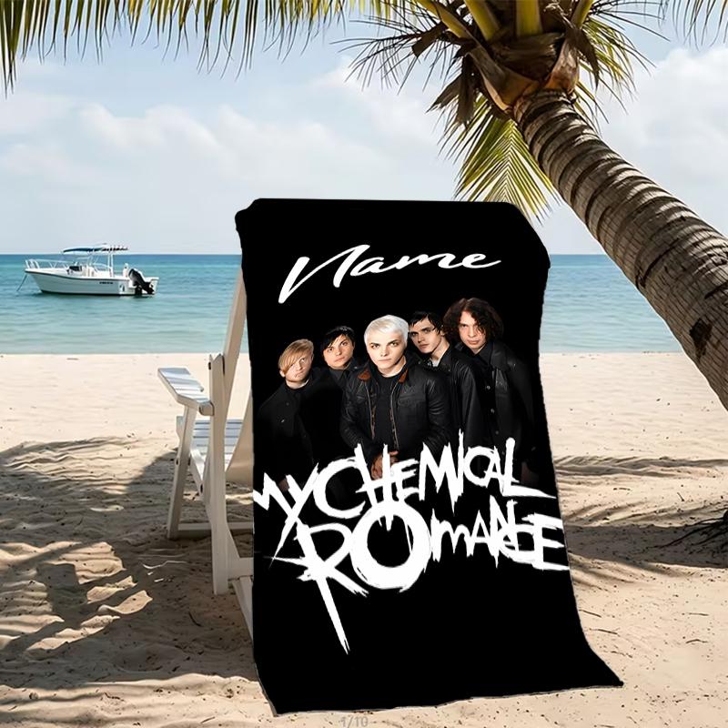 Customizable personalized beach towels My Chemical Romance themed designs.Suitable for the beach, yoga, sports;ideal as beach accessories
