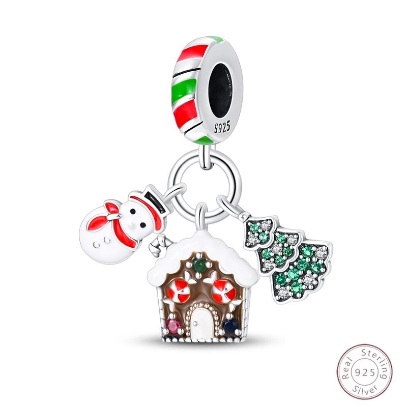 Christmas Charm Bead Pendant Copper Christmas Elk Santa Snowman Claus Charm Fit Original Bracelet Women Diy Jewelry