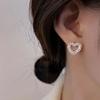 Vintage Metal Heart Stud Earring for Woman 2024 New Trendy Copper Color Geometric Twisted Wave Earring Party Zircon Accessories