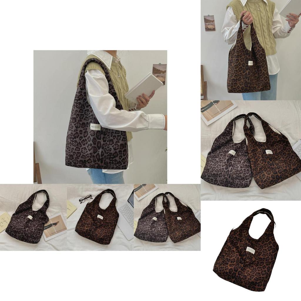 Stylish Large Capacity Suede Leopard Print Tote Bag For Women Versatile Bag Design