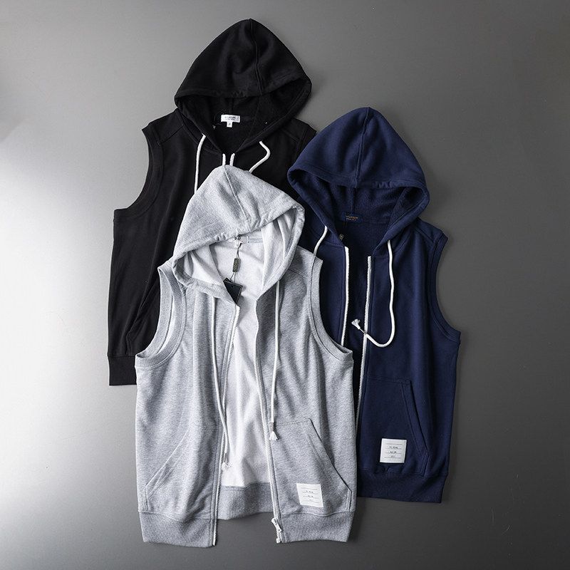 Sleeveless Hoodie Men's Fashion Brand American Vest Vest Foreign Trade Export Original Overplus Order Men's Clothing Knit Cardigan Vest