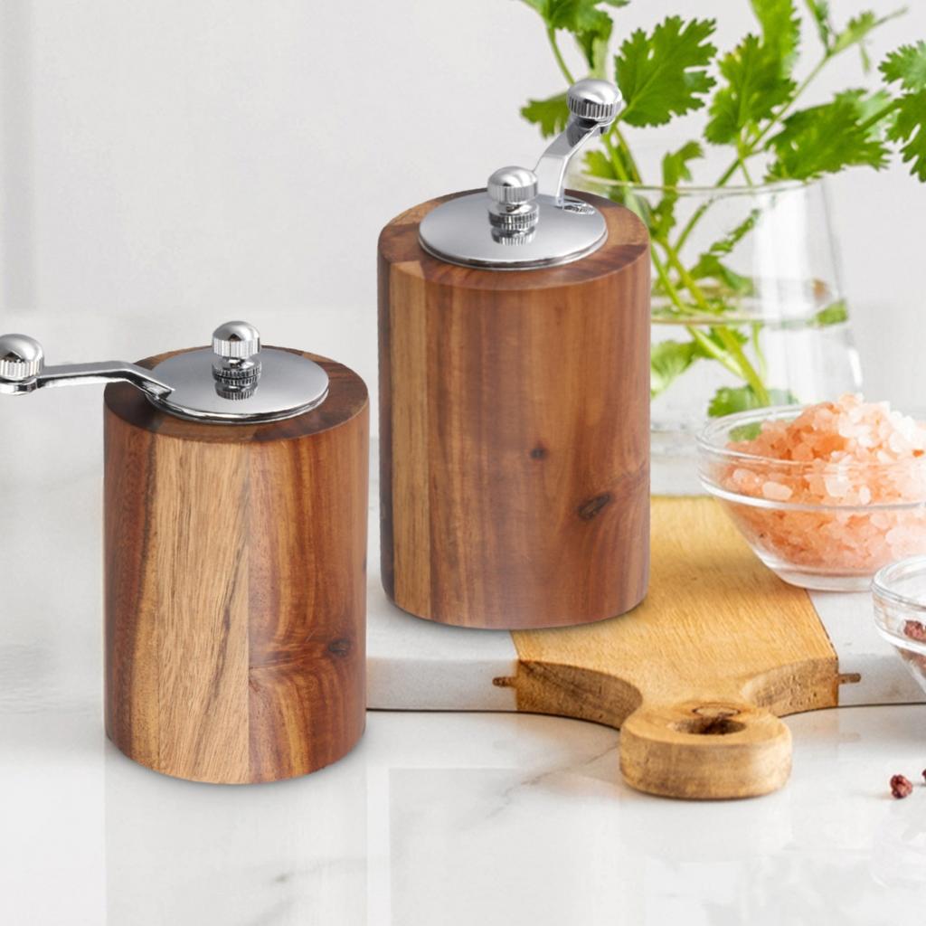 Rustic Wood Manual Grinder Multi Purpose Salt Pepper Mill for Various Spices