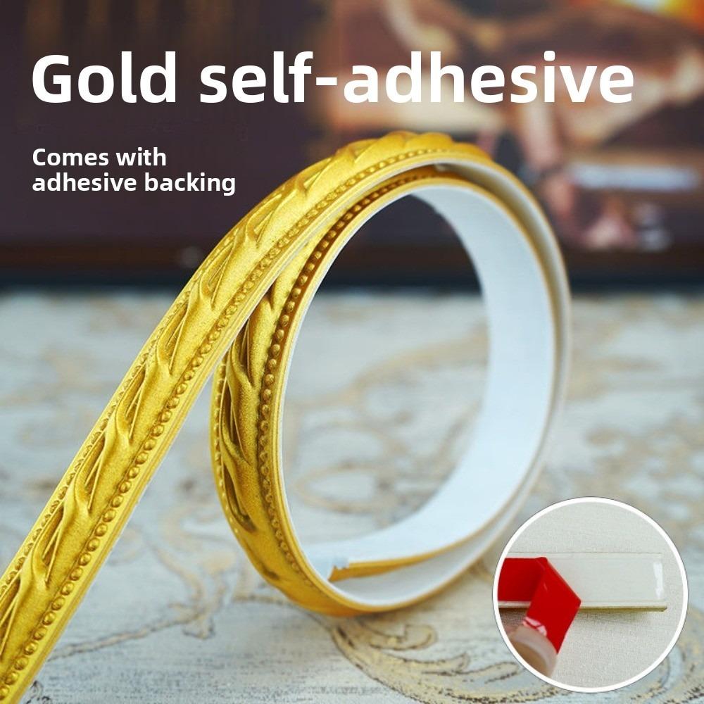 1mx12mm Wall Decorative Line Faux Embossed Self-adhesive Home Decorative Trim Waterproof 3D Ceiling Baseboard
