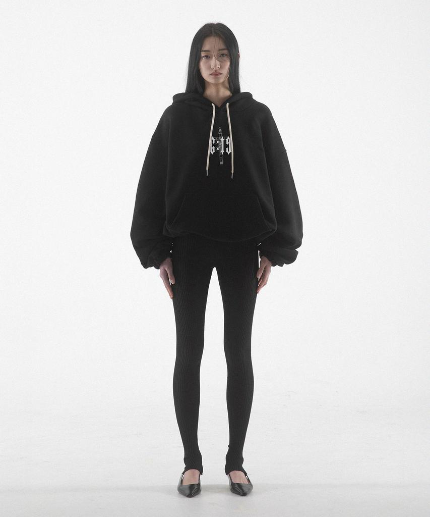 6:19 String Mid Length Hoodie - Black