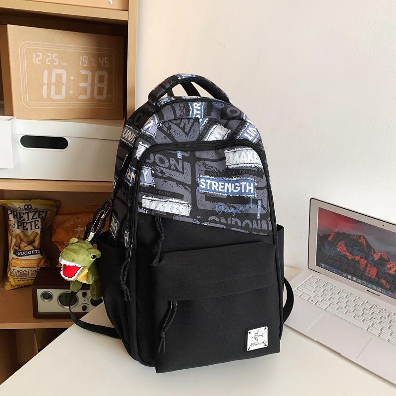 Schoolbag School Bag Male College Student Large Capacity High School Junior High School Student Versatile Tide Brand Backpack Girls Backpack ins 