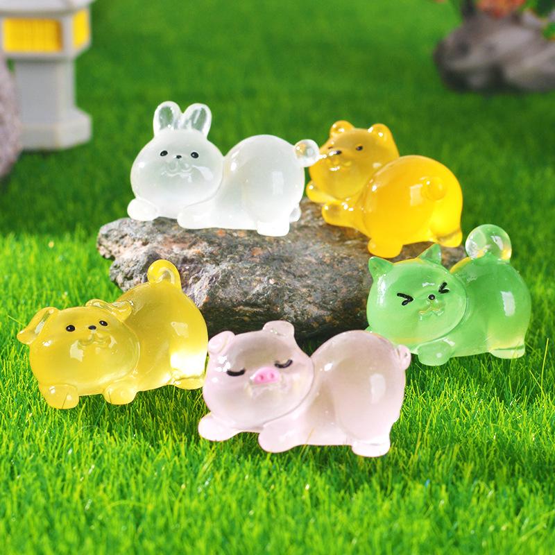 זוהרים, ישבנים מורמים חיות מיקרו-נוף צמחים בעציץ פריטי נוי מכוניות חיות קטנות