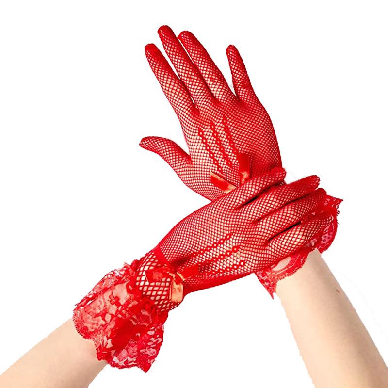 Women Lace Gloves Elegant Short Lace Tea Party Gloves for Women Dinner Party Wedding