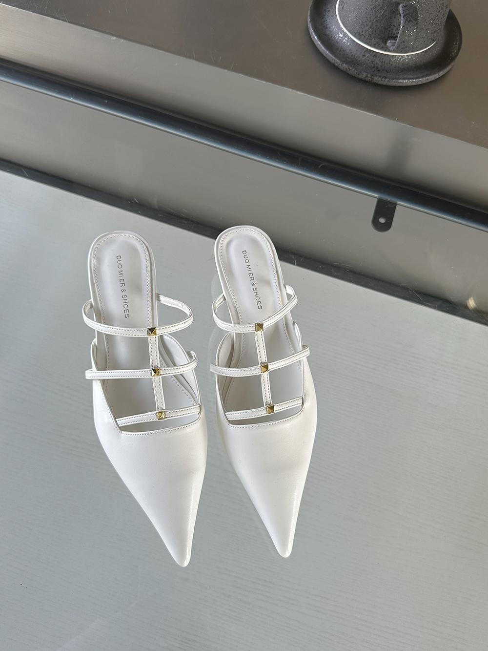 мода Модные женские тапочки с острым носком Летние уличные туфли-мюли Тонкие туфли — фото 10