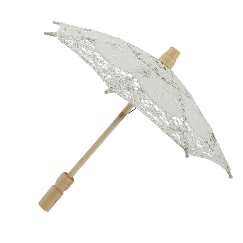 Svatební deštník Krajka Bavlna Výšivka Slunečník Svatební potřeby(Bílý )