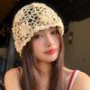 3D Flower Candy Knitted Hat Hand Hook Crochet Beanie Cap Sweet Women Bald Hat