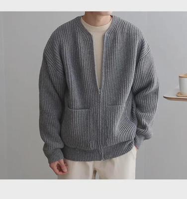 Cárdigan de Punto de Lana Pesada para Hombre: Chaqueta de Suéter Gruesa y de Corte Holgado