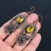 Citrine Earrings, 999 Copper Wire Wrapped Gemstone Jewelry, Handmade Earrings, For Thanksgiving