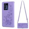 Elegante Schmetterling-Blumen-Flip-Leder-Handyhülle für infinix NOTE 12 Pro 5G Mit langem Schultergurt und Handgelenkschlaufe