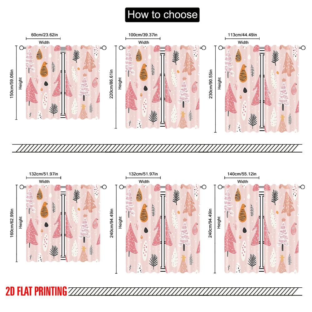 2 szt., druk płaski 2D Tkanina zasłonowa Choinki Gwiazdy (2) Wszechstronna tkanina poliestrowa (bez pręta) Dekoracje do użytku wewnętrznego