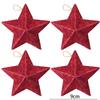4/24PCS Glitter Star Christmas Tree Ornament Gold Pentagram Xmas Hanging Star Pendant Holiday Wedding Party Decoration Kids Gift