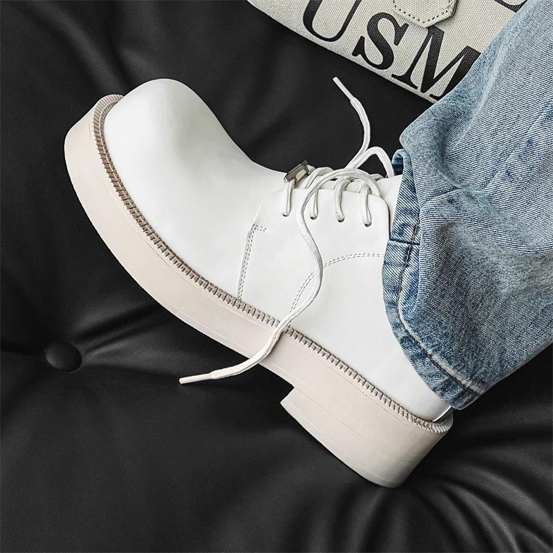 men fashion wedding party dress platform shoes lace-up genuine leather derby shoe white stylish sneakers gentleman footwear male