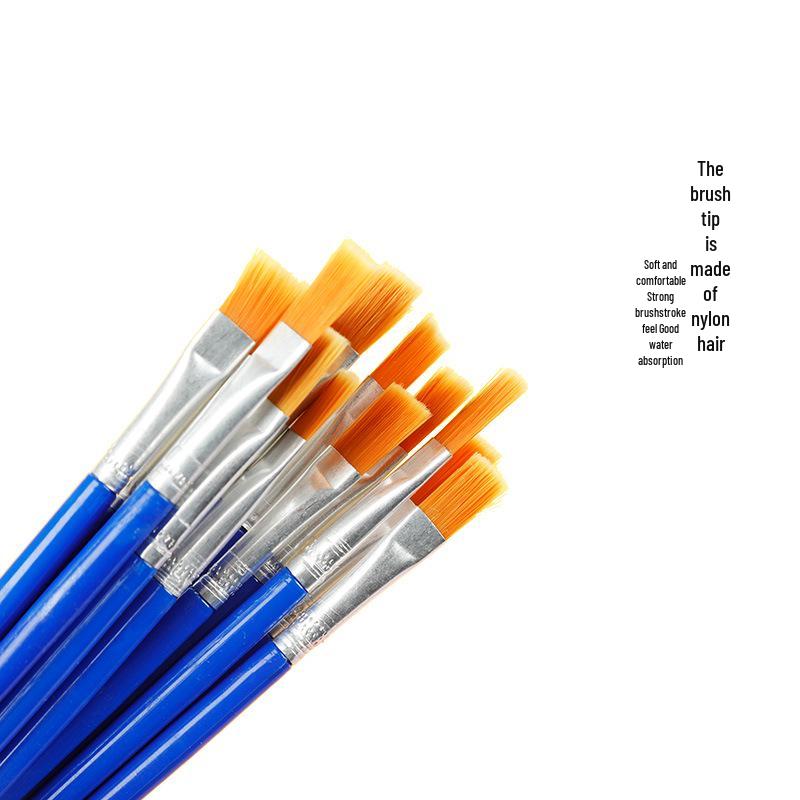 Exclusive Temu Watercolor & Acrylic Nylon Brushes Set: Plastic Rod, Liner & Flat Head.