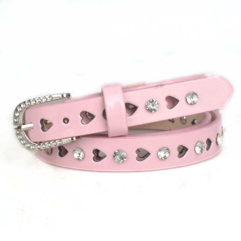 

Женский пояс со стразами, декоративный пояс с инкрустацией, ажурный, универсальный, тонкий, узкий, яркие кожаные брюки, ПУ, карамельный цвет розовый