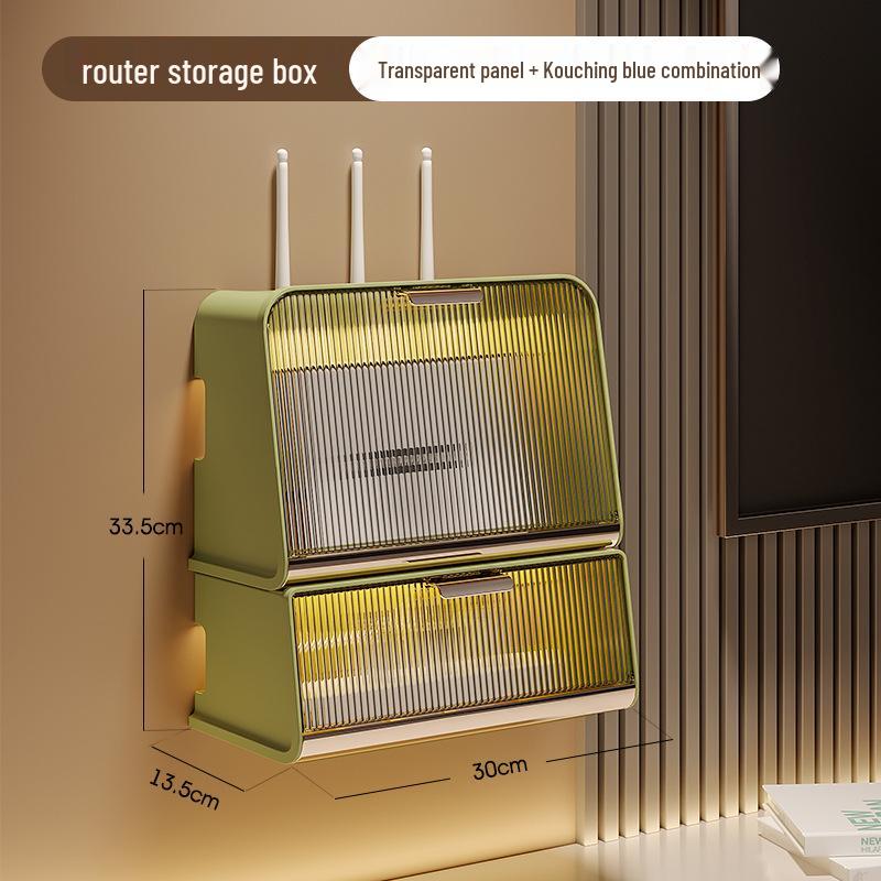 Wall-Mounted Multi-Functional Storage Box for WiFi Router, Power Strip, and Cable Management