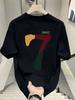 Number 7 Color Block Unisexs Tshirt Trendy Graphic Casual Cotton Short Sleeve Tops Summer Streetwear