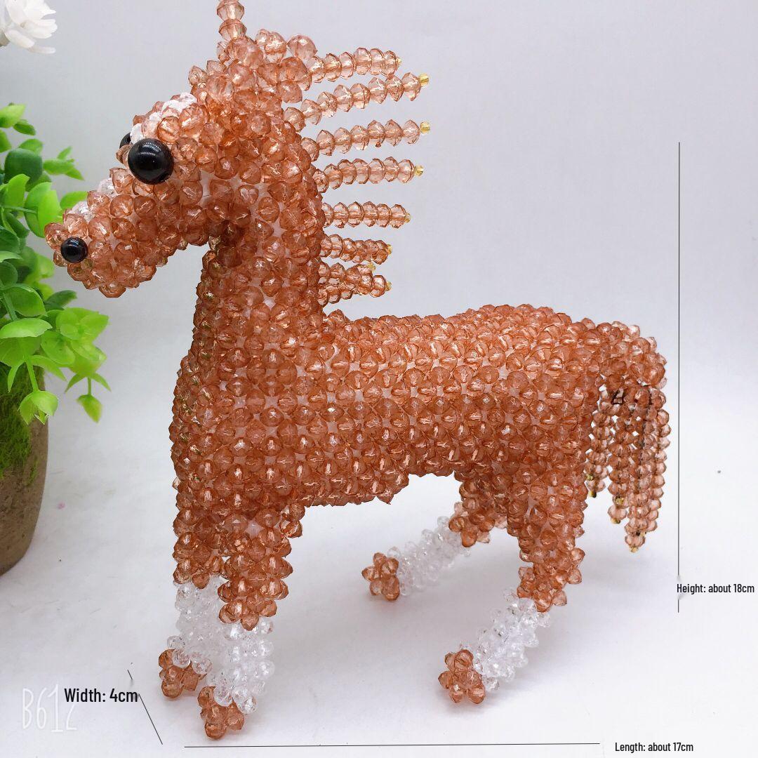 

DIY Handmade Woven Beaded Horse Ornament for Home or Office Desk светло-коричневого