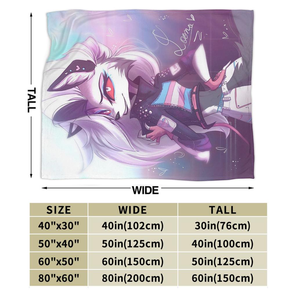 Sexy Loona Blanket Cover Fleece Helluva Boss Anime Soft Throw Blankets for Airplane Travel Bed Rug