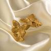 French Court Style Dull Retro Gold Stainless Steel Butterfly Metal Stud Earrings Design Earrings Earrings