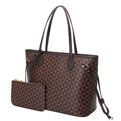 European and American Fashion Large Capacity Tote Bag Shopping Bag Mother Bag Simple White Grid Printed Handbag Shoulder Bag