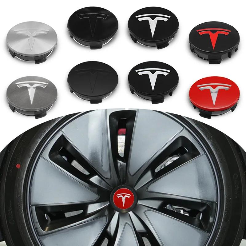 Car Sticker 2025 New Tesla 4Pcs 56mm Emblem Badge Sticker Original Wheel Hub Cover Car Accessorie For Tesla Model 3 Model Y S X