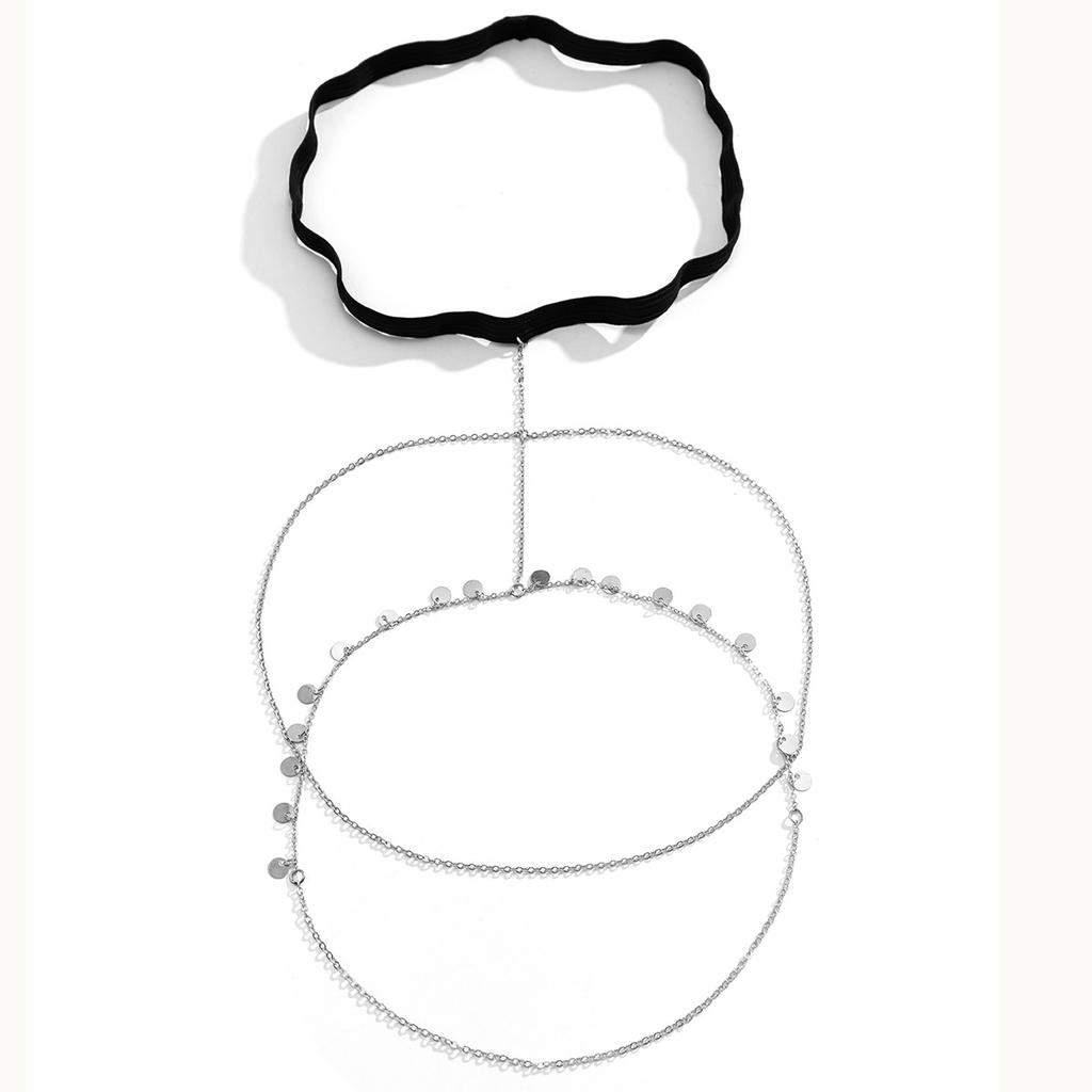 Accessories, Sexy Stretch Chain Geometric Body Chain, Simple Double Sequined Fringed Thigh Chain for Women