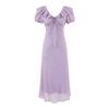French Retro Coffee Break Purple Dress Women's Summer New Gentle Temperament Muse Vacation Style Long Skirt