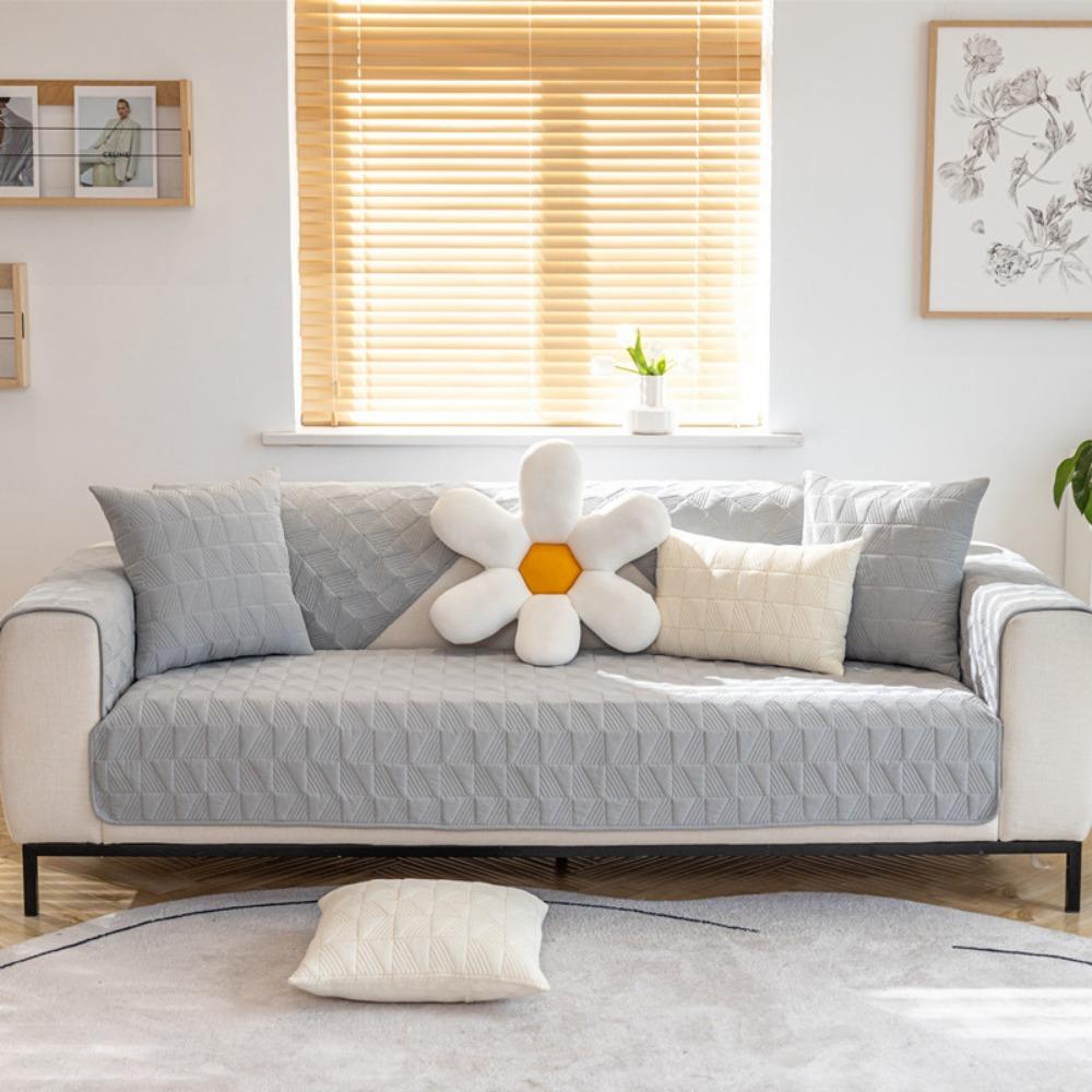 Non Slip Sofa Cover Flannel Fabric Universal Couch Protector Simple Modern Style for All Seasons