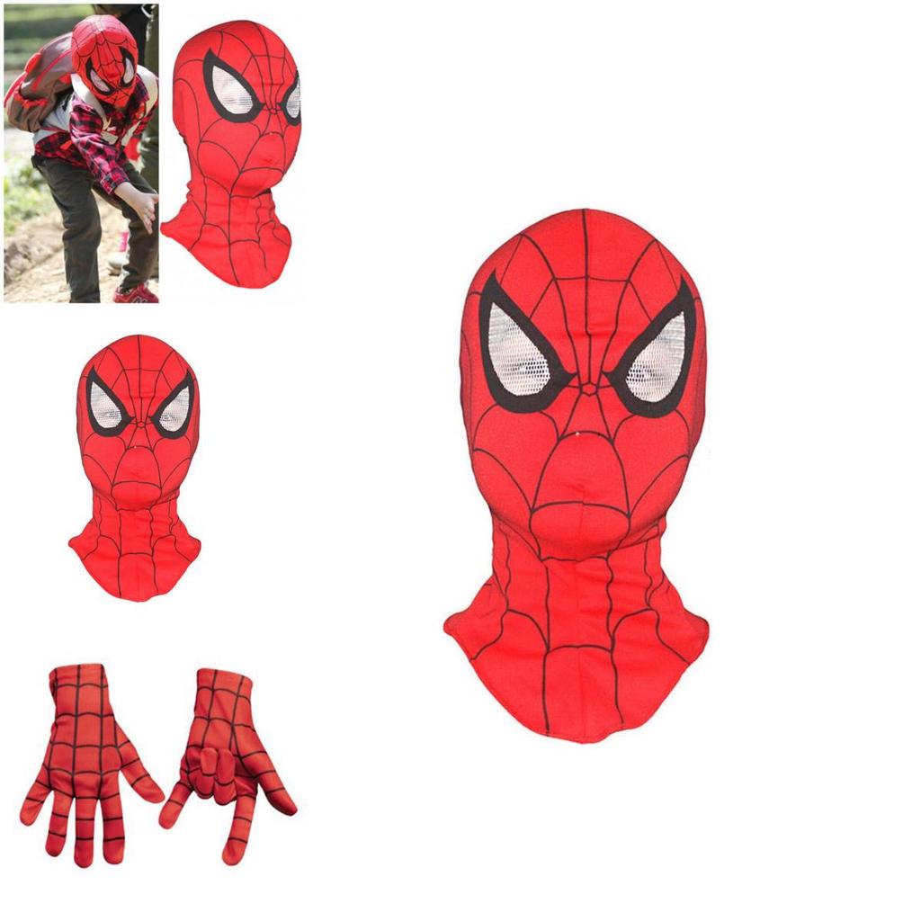 Adorable Kids Spiderman Costume Mask And Gloves Featuring Soft Comfortable Material
